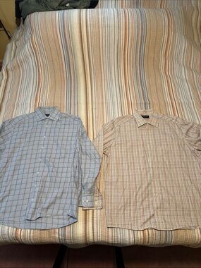 Pair of CasaModa Bugelfrei Freshirt Windowpane Dress Shirts